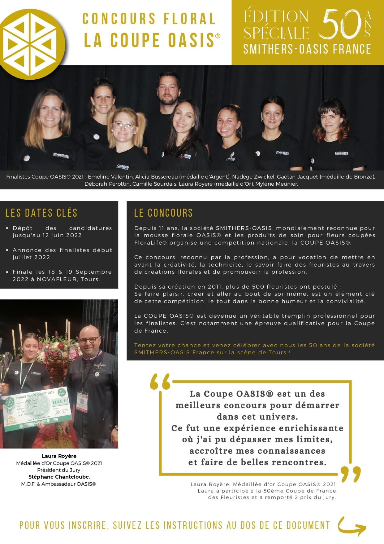 Novafleur 2022 – Les candidatures sont ouvertes pour la Coupe Edition Spéciale “50 ans de Smithers-Oasis France”