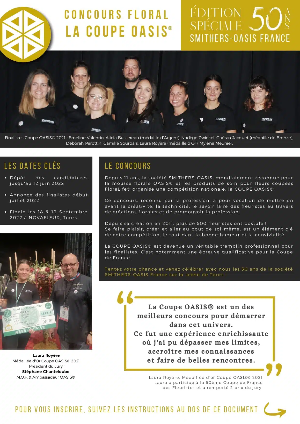 Novafleur 2022 - Les candidatures sont ouvertes pour la Coupe Edition Spéciale "50 ans de Smithers-Oasis France"
