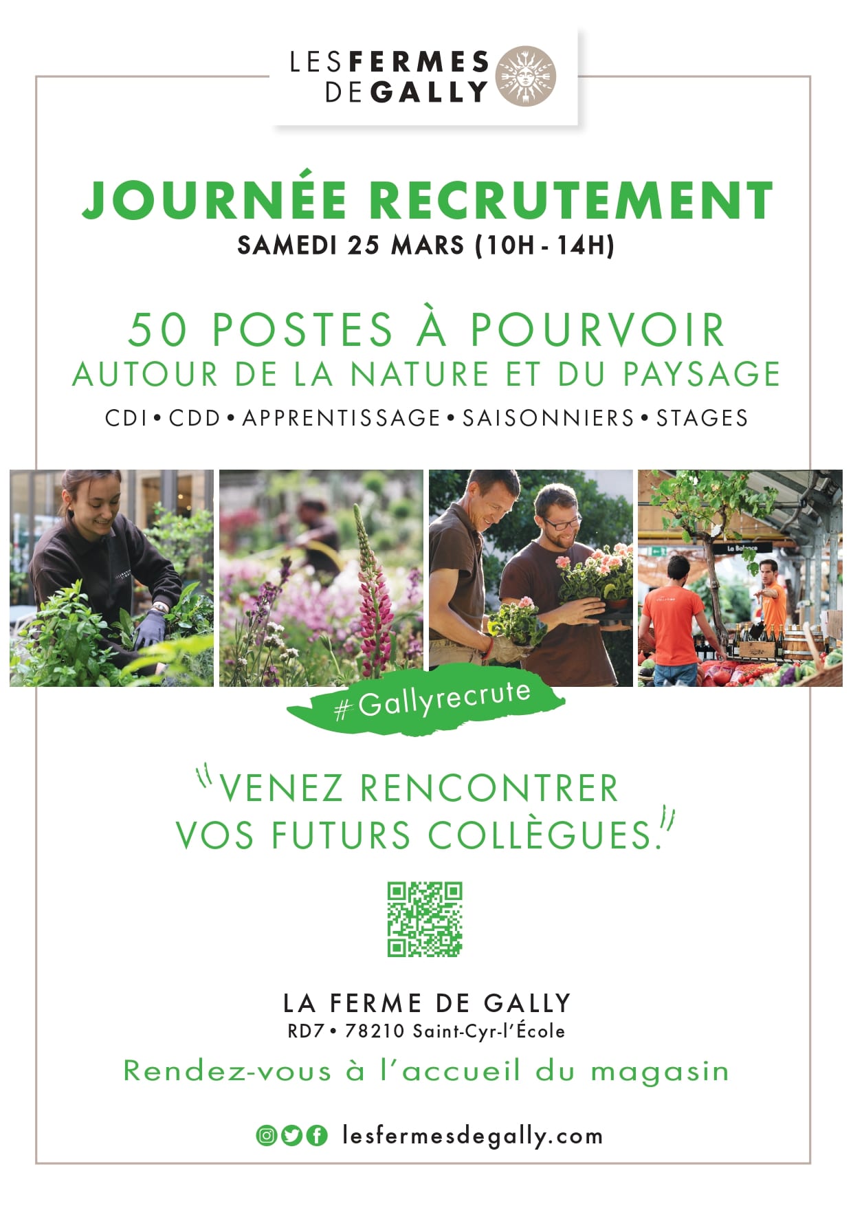 [TOP-Job] Ile de France – Journée de Recrutement 25 Mars 2023 - 50 postes à pourvoir autour de la nature et du paysage - Les Fermes de Gally - Saint-Cyr-l'École H/F