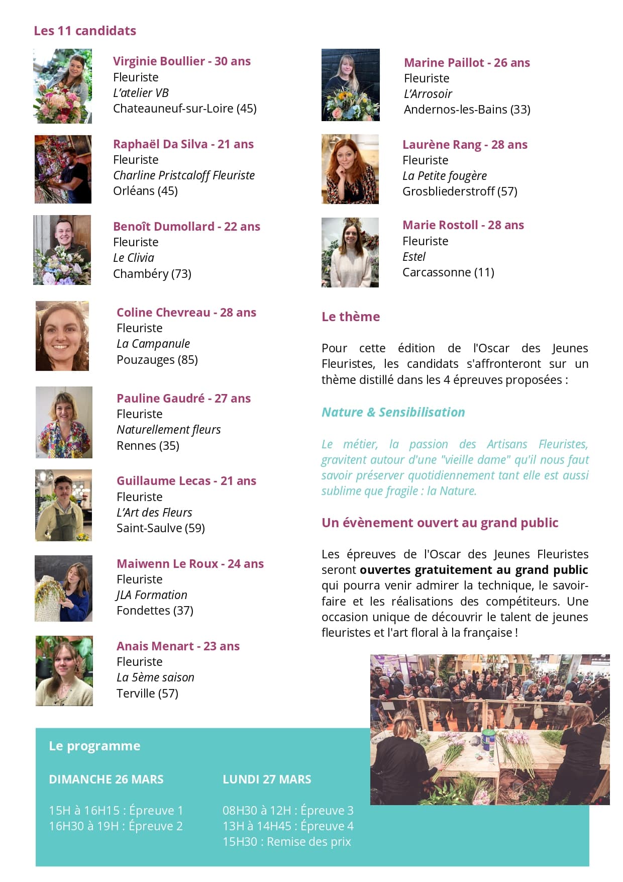 FlorEvent Paris 2023 - Découvrez les candidats à la Finale Nationale de l’Oscar des Jeunes Fleuristes