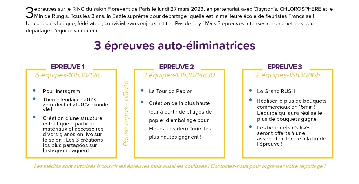 FlorEvent Paris 2023 - La battle des écoles : Découvrez les 4 écoles retenues.